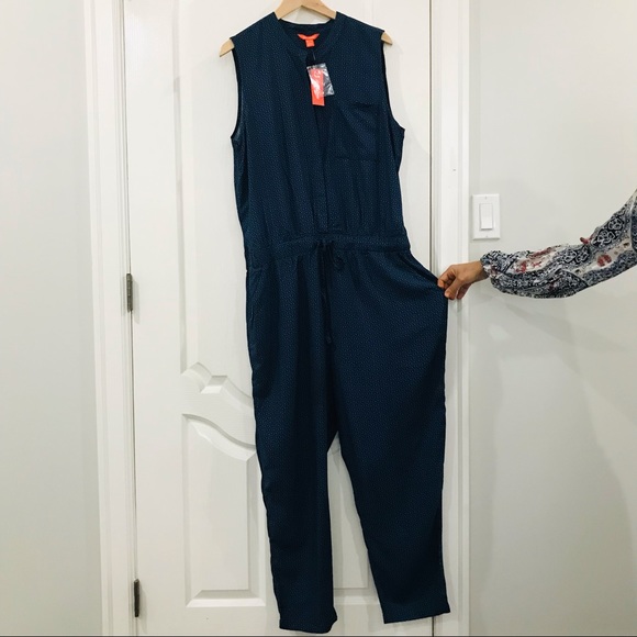 Joe Fresh Blue Patterned Half Sleeve Jumpsuit - Picture 1 of 5